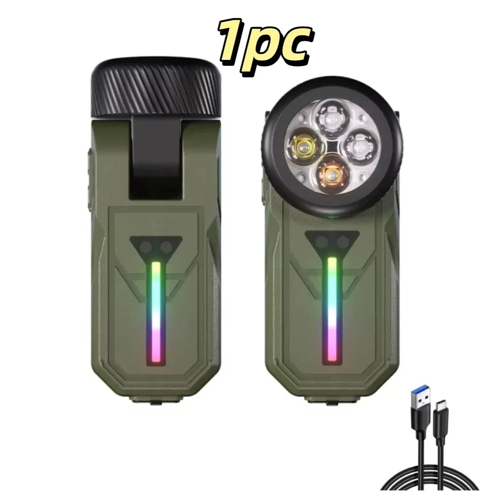680LM Brightness Rechargeable LED Flashlight 4 Modes USB Rechargeable EDC Clip Flashlight Waterproof Design Adjustable Lamp Head