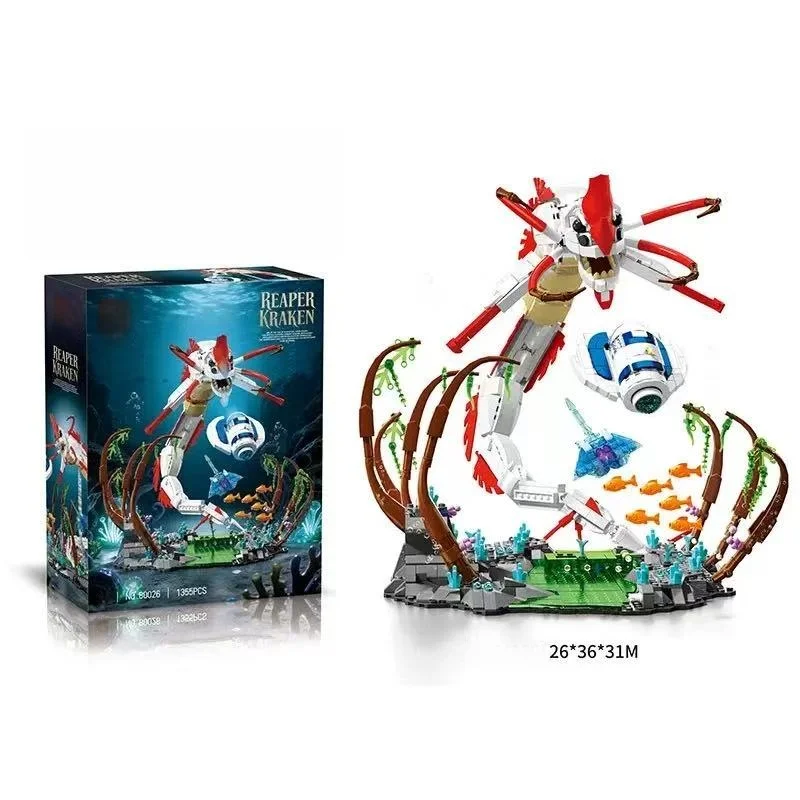 

Набор строительных блоков «Морской монстр Кракен» (1355 деталей) – модель для самостоятельной сборки, подводная сцена, декор для рабочего стола, подарок для взрослых, детей и фанатов