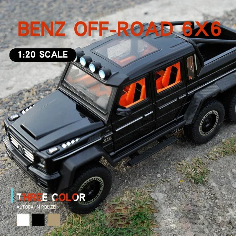 1:20 Mercedes Benz G63 6x6 Offroad-Legierung Metall Druckguss Modell auto Sammlung Simulation Sound & Licht Spielzeug für Kinder Geburtstags geschenk