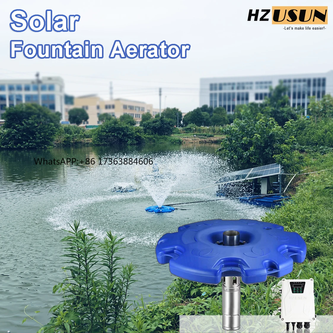 

HZUSUN 2HP DC Солнечный аэратор для прудов и водоемов, плавающая система аэрации для рыбоводческих хозяйств, озер и парков