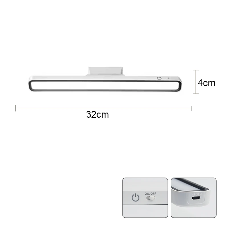 LED-Schreibtischlampe, wiederaufladbares USB-Licht, stufenlos dimmbar, Tischlampe zum Aufhängen, magnetisch, für Schlafzimmer, Tisch, Lesen, wiederaufladbares Nachtlicht