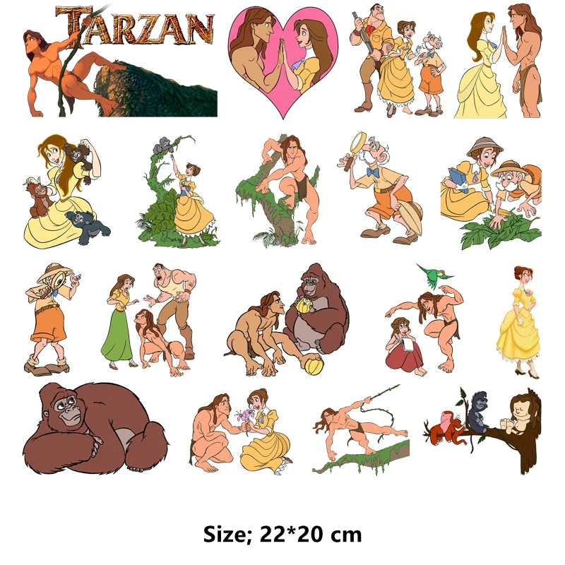 Disney Children\'s cartoon film Tarzan fusible clothing patches heat transfer vinyl Applique for clothes
