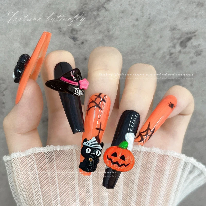 5Pcs/Set Cute Resin Mini Halloween Ghost Bat Nail Art Decoration Nail Jewelry Charms Accessories Diy Manicure Supplies