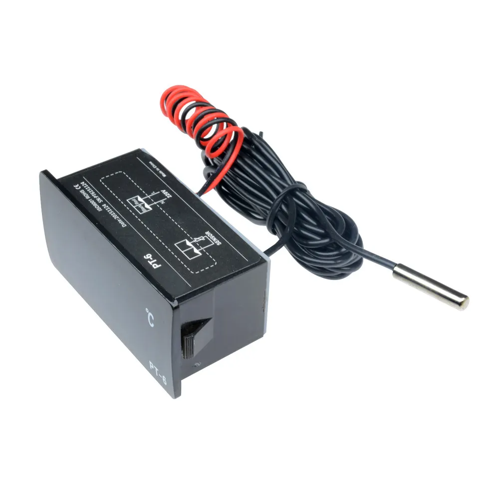 PT-6 Digital Thermometer 12V/220V High Precision Industrial High Temperature Electronic Thermometer with Wire Probe