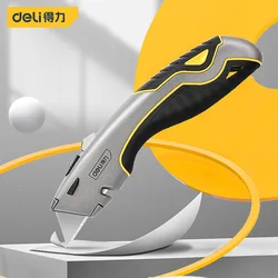 Deli Multifunctional Utility Knife Retractable Sharp Cut Heavy Duty Steel Break With 3 Blades Paper Cut Electrician Professional