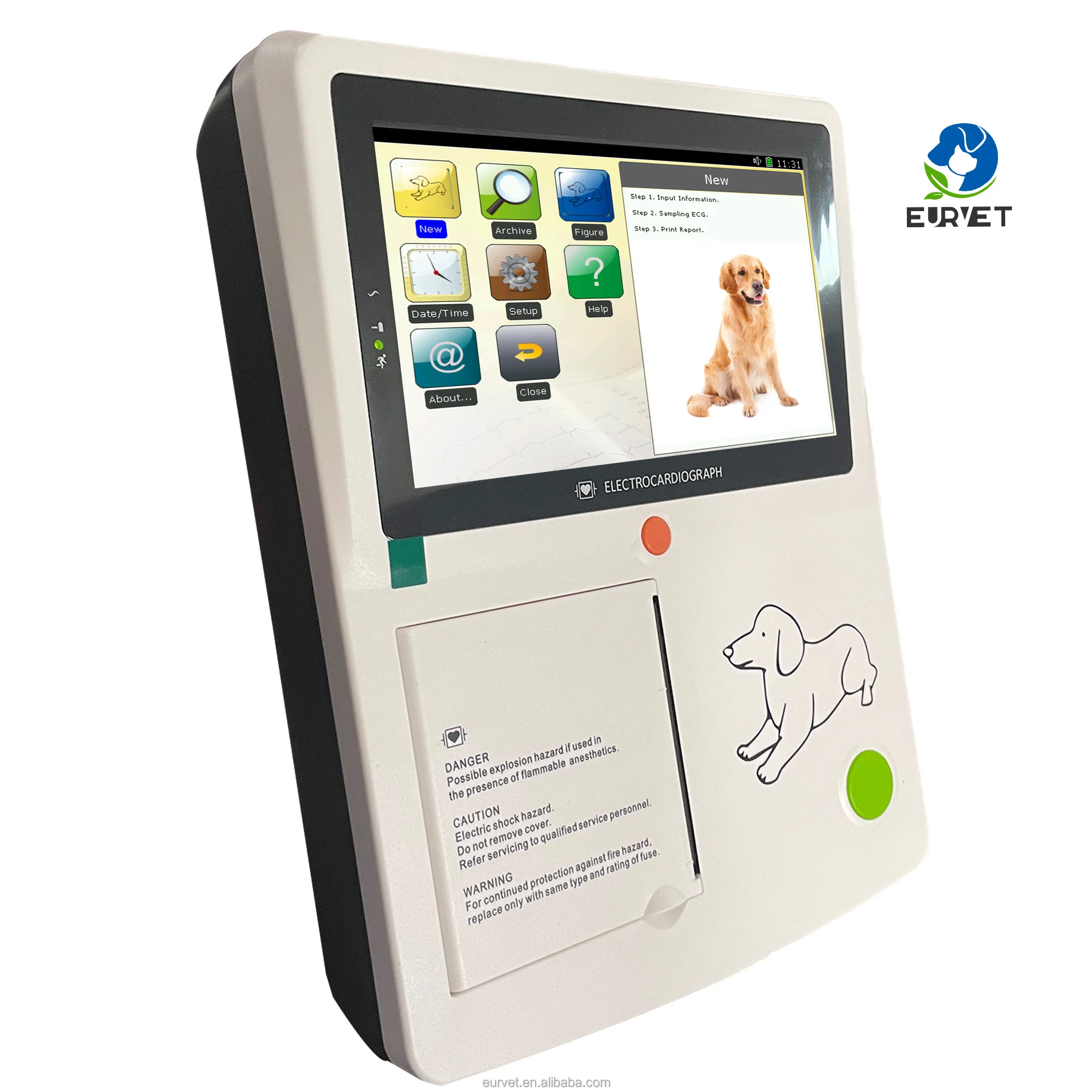 

EUR PET Cheap Price Veterinary Medical Clinic Use 7 Lead Handheld Vet Animal 3 Channel Portable Digital Machine