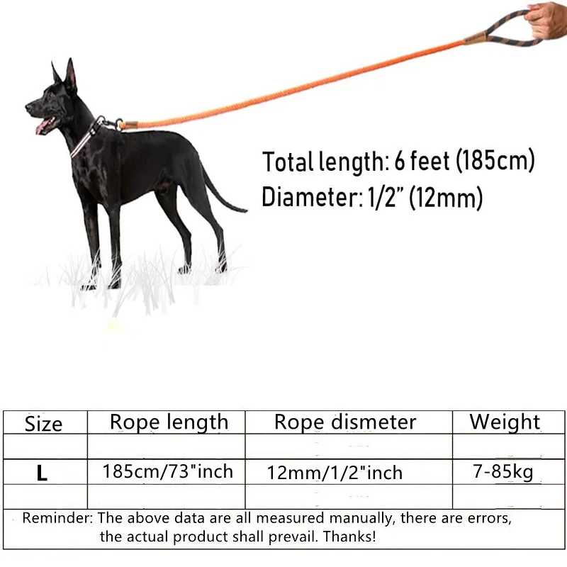 Durable Non-Slip Leash Dog Leash - Heavy Duty Durable Braided Nylon Leash - No Pull Walking Climbs For Medium & Large Dog