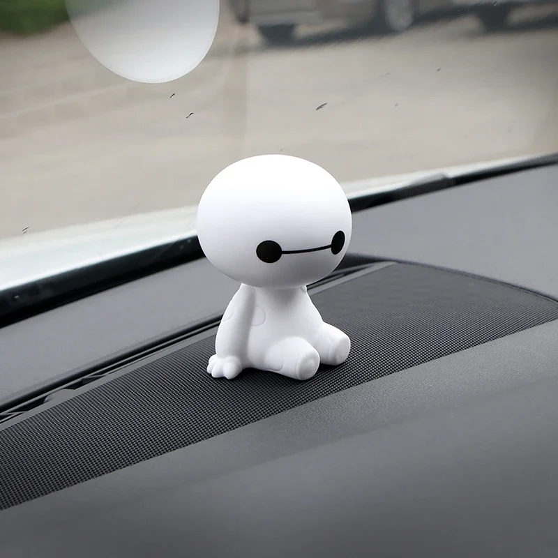 Disney Baymax boneka goyang kepala, hadiah mainan pahlawan besar, dekorasi Interior mobil hiasan kepala bergoyang, Robot lucu kartun