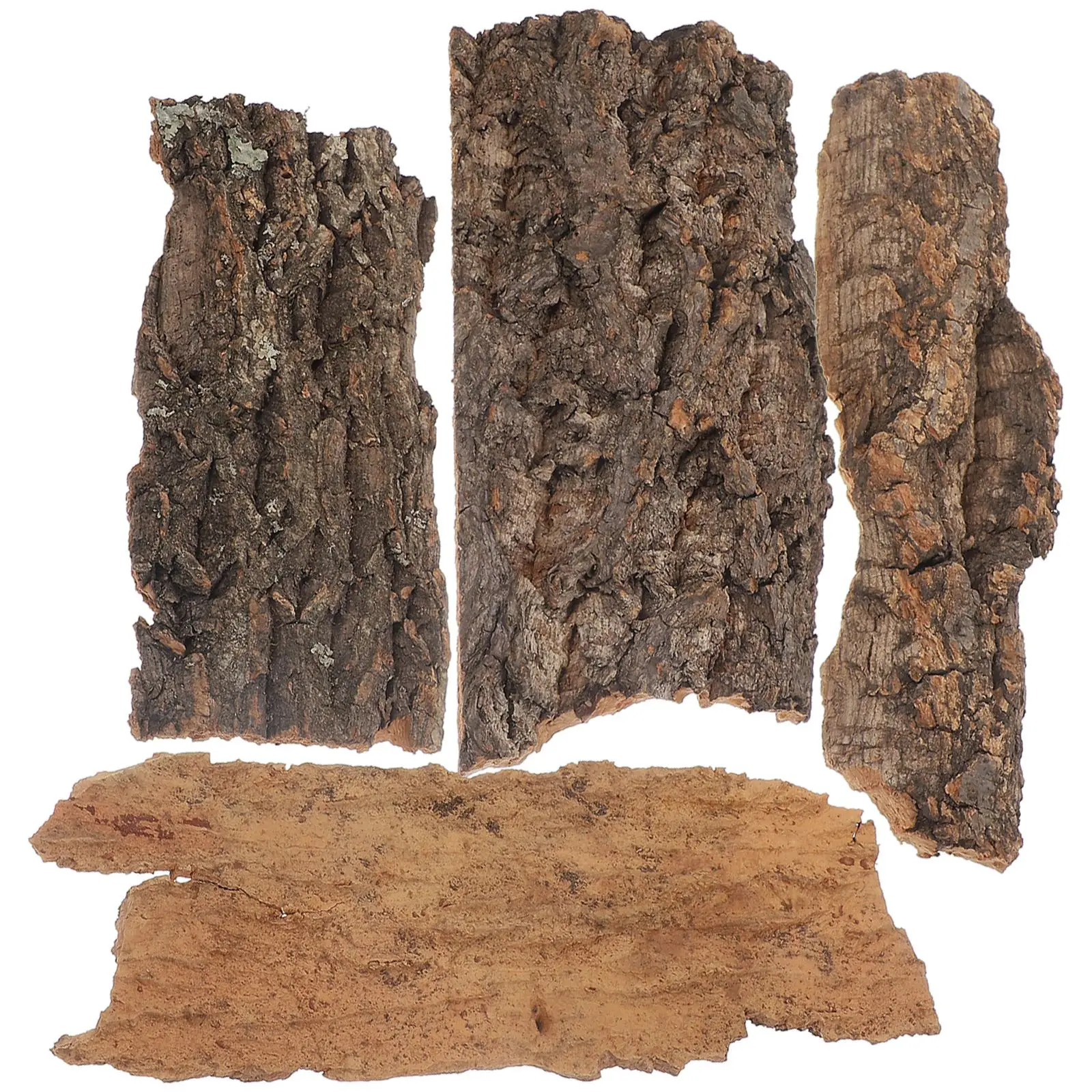 4Pc Natural Cork Bark Flat Reptile Tree Bark Terrarium Fish Tank Driftwood Reptile Platform Bark Pet Terrarium Decors