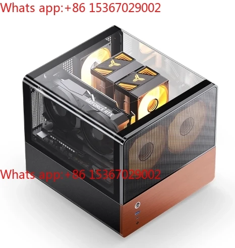 Черный корпус JONSBO V12 MATX из массива дерева 2025 года поставляется с двумя вентиляторами ARGB 270 °   Панорамное стекло люка с поддержкой материнской платы MATX/ITX