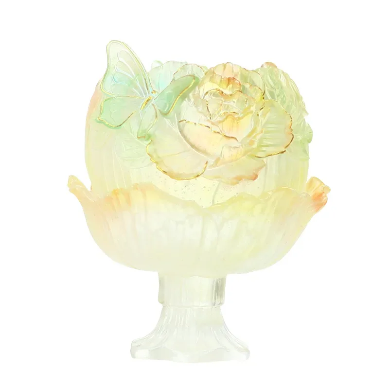 Glazed butterfly love flower fireless aromatherapy diffuser stone ornament high-end tea room bedroom atmosphere night light