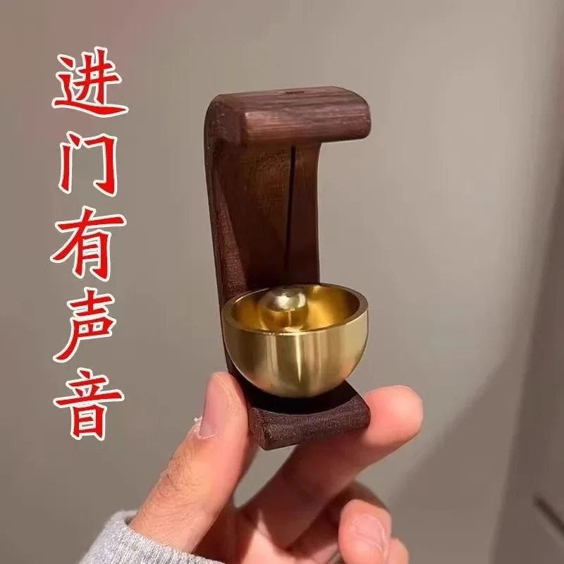 Magnetic Wooden Doorbell with Dopamine-style Wind Chime for Screen Door Entry, Chinese-style Bell for Shop Entrance Aler