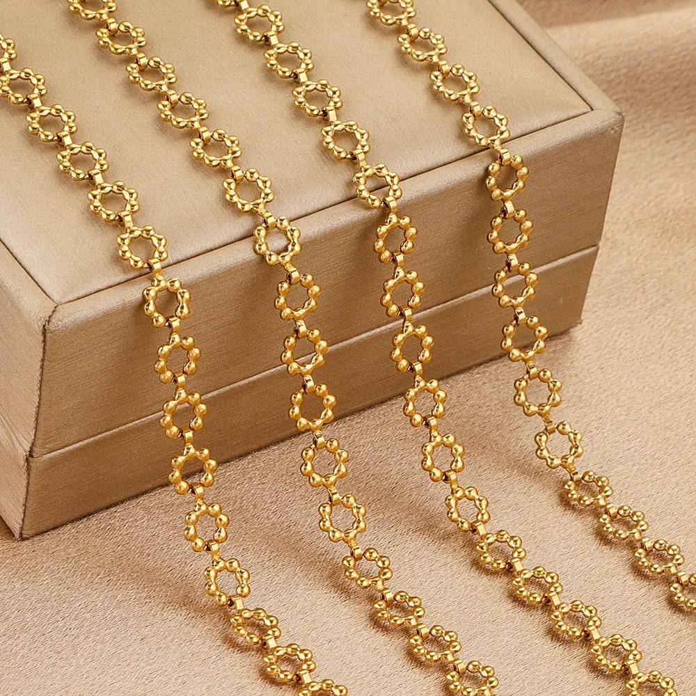 

1M Stainless Steel Gold-plated PVD Large Chains Flower Round DIY Necklace Bracelet Handmade Jewelry Making Accessories Wholesale