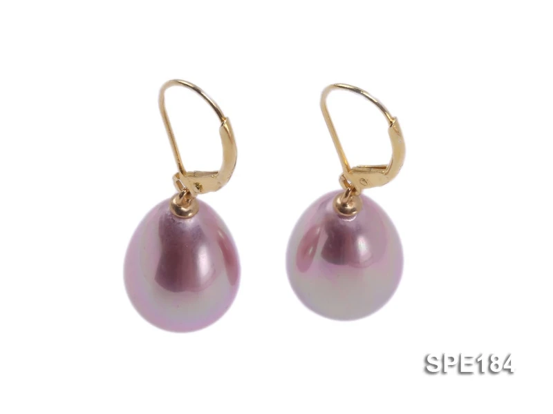 

Unique Pearl Jewelry 11x15mm shiny pink teardrop seashell pearl earrings