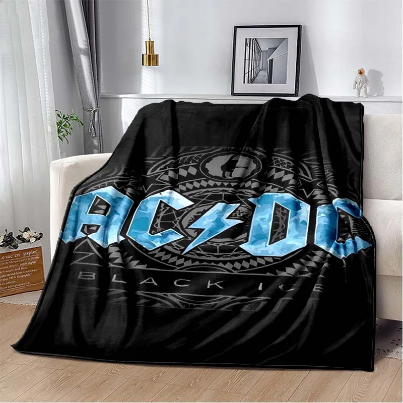 AC/DC Rock Band Music Print Flannel Blanket Cozy Warm Throw Bedroom Sofa Birthday Present Indoor Home Lounge Party Decor