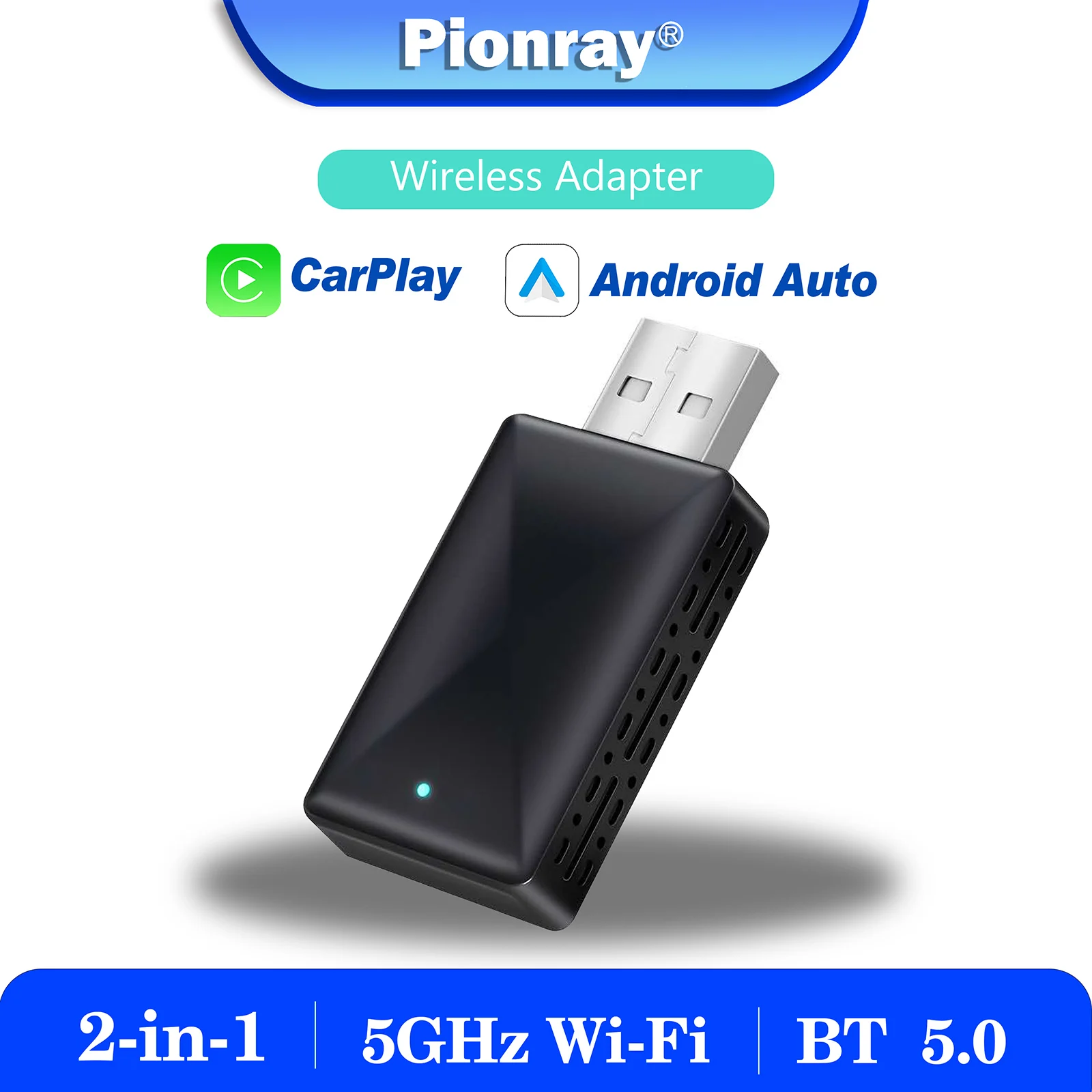 

Модернизированный мини-адаптер CarPlay и Android Auto, 2025 г., беспроводной адаптер CarPlay-ключ 2-в-1 с портом USB/USB-C