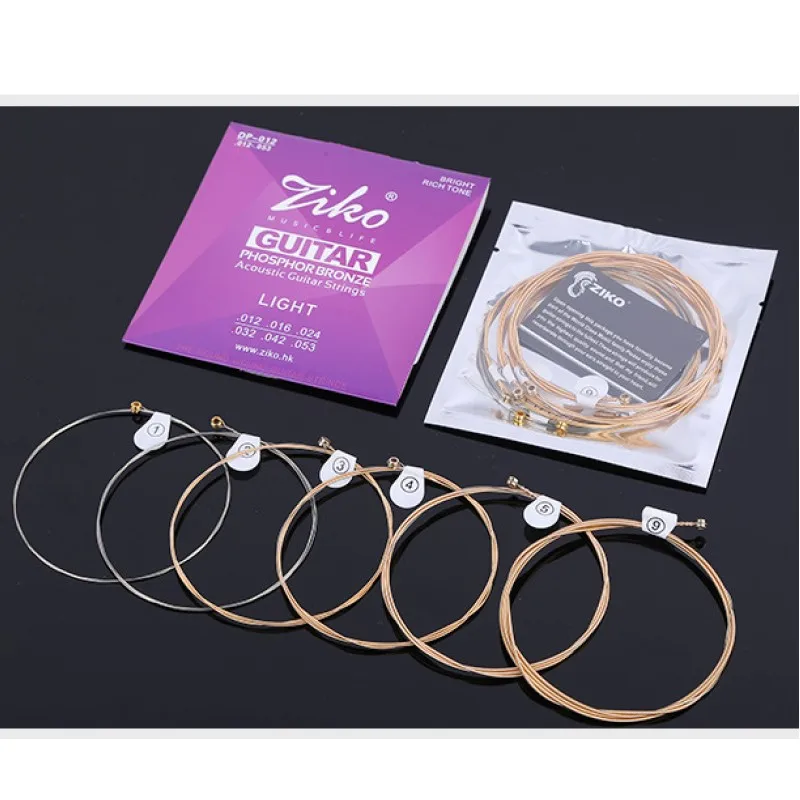 ZIKO Acoustic Guitar Strings Set DP 010 / 011 / 012 Steel Core Phosphor Copper String Folk Guitar Accessories