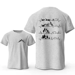 Two Sided Mountain T Shirt Men Casual Summer T-Shirt ECG Climbing Hiking Tees Oversized Clothing Graphic Y2k Tops Streetwear