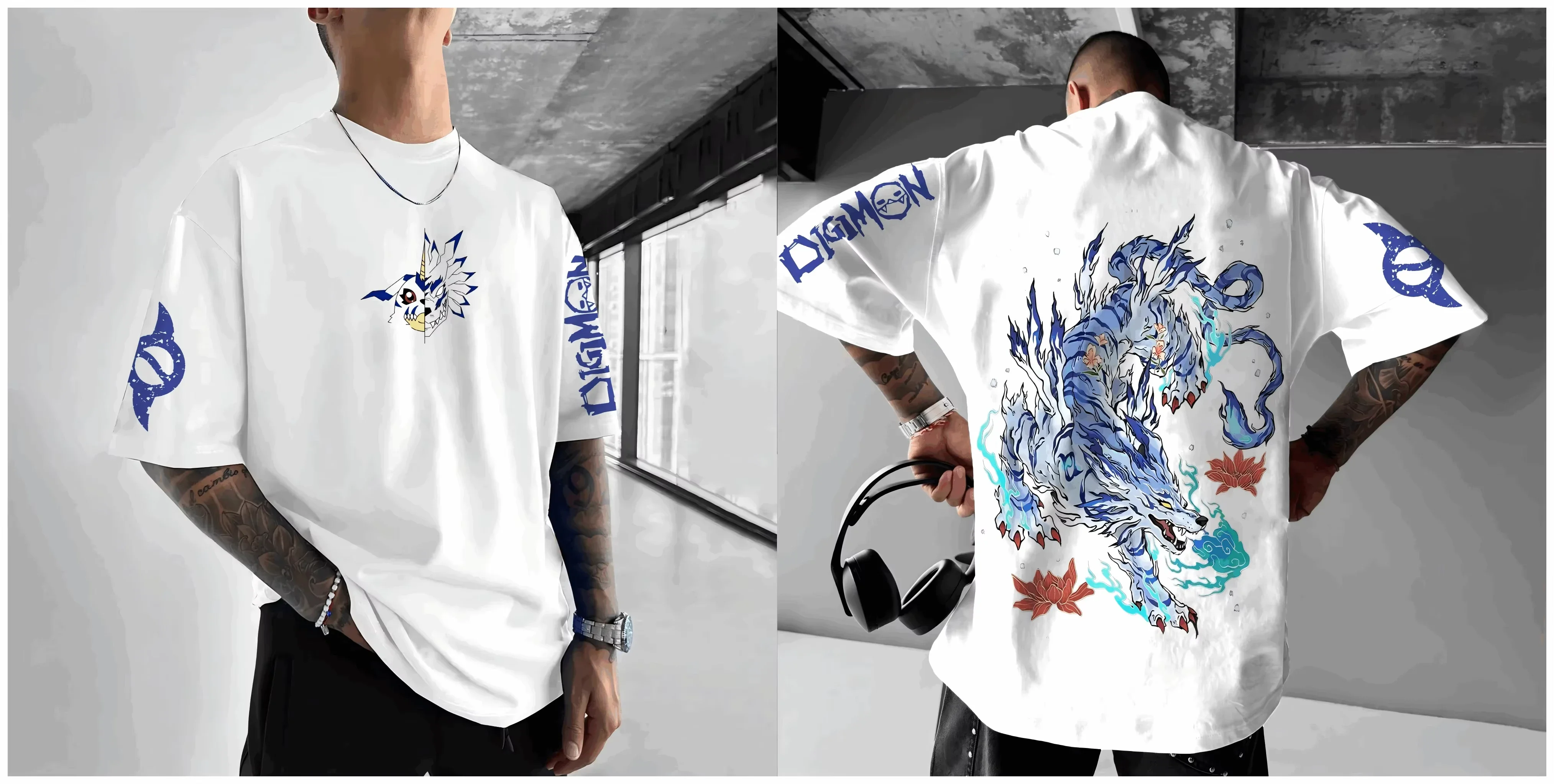 2026 Neues Anime Digimon Garurumon Bedrucktes T-Shirt für Männer und Frauen, Modisches Atmungsaktives T-Shirt, Herren-Oberteil – Detail 6