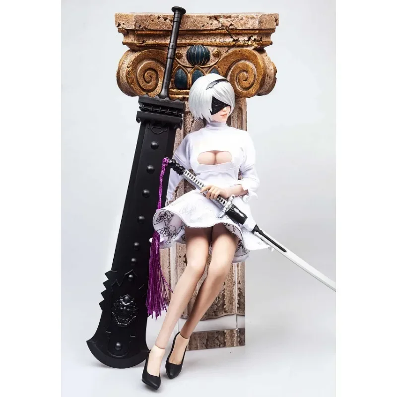 

1/6 Scale Female Soldier Neil Mechanical Era 2b Black/White Skirt Sexy Set with Head Sculpt Model for 12" Action Figures Body