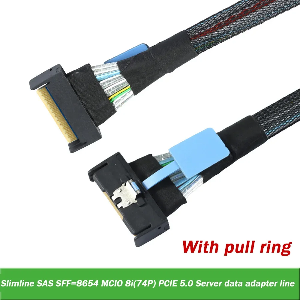 Imagem -03 - Slim Sas Mcio 74pin para Mcio 74pin Dados do Servidor Cabo Adaptador de Alta Velocidade Pcie5.0 32gbps Personalizável 05 07 m 85ohm