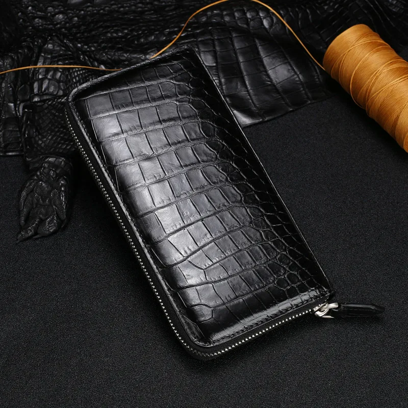 New Fashion Business Men\'s Alligator Wallets Crocodile Genuine Leather Long Organizer Wallet Boy Brand Luxury Card Holder Purse