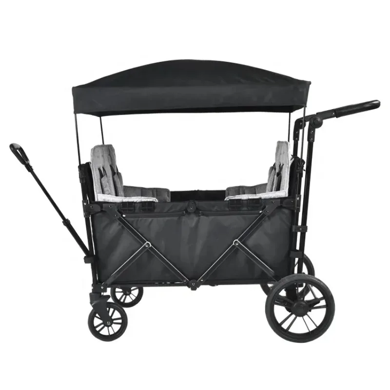 Stroller Wagon Iron Tube 2 in 1  Folding  Wagon with Separate Seat Safety Belts Outdoor Camper