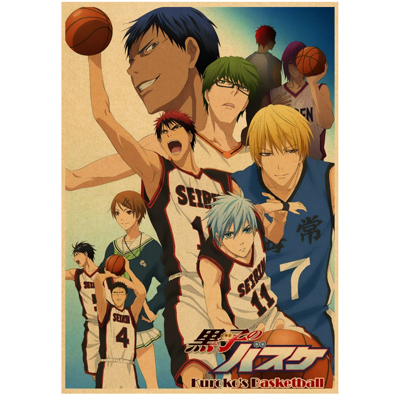 Japanese Anime Kuroko No Basket Poster Vintage Kawaii Cartoon Kraft Paper Home Room Art Print Wall Stickers Decoration Painting