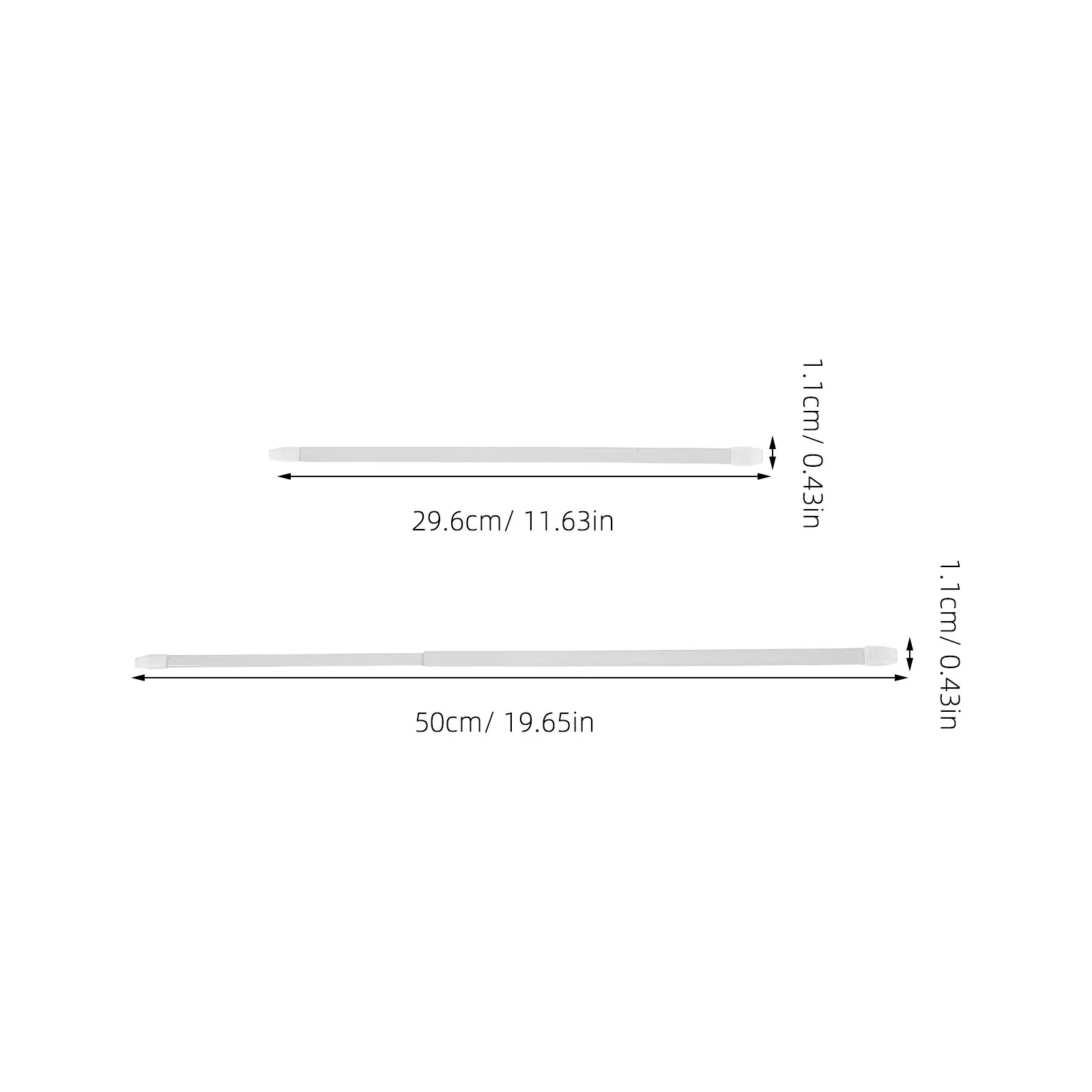 Adjustable Telescopic Curtain Rods 2 Pack No Drill 29 point 6 to 50 cm for Windows Doors Bathrooms