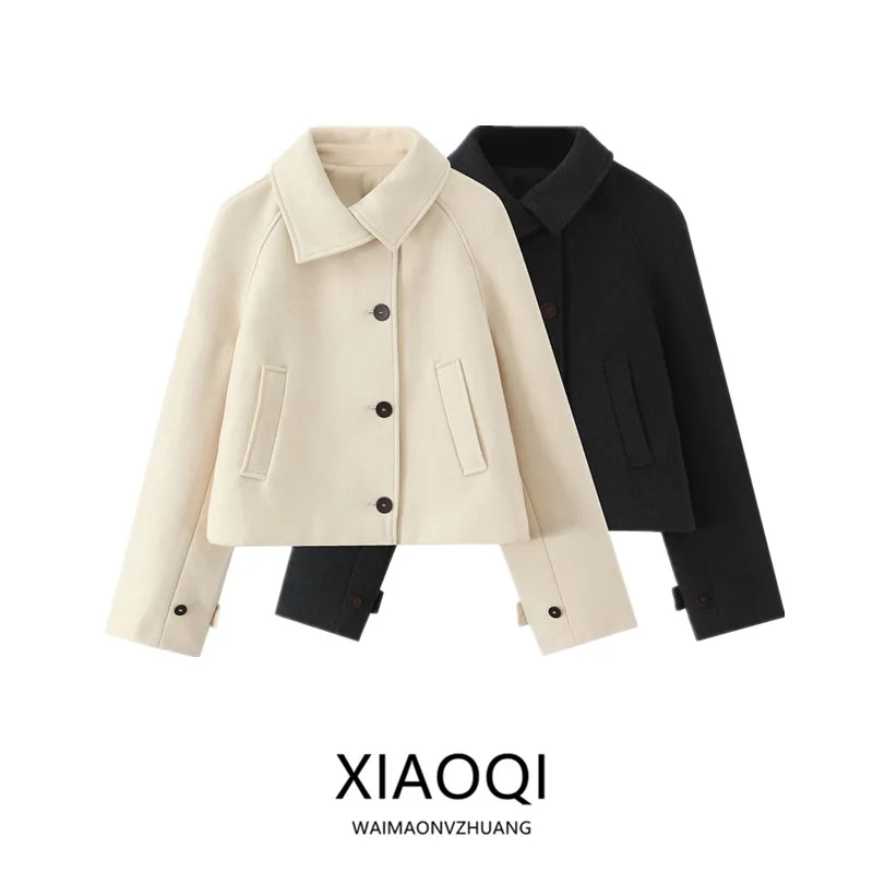 

2025 Autumn New Arrival Women's ort Coat Jaet Stand Collar Loose Fit Versatile Sle Commute Straight Tube Long Sve