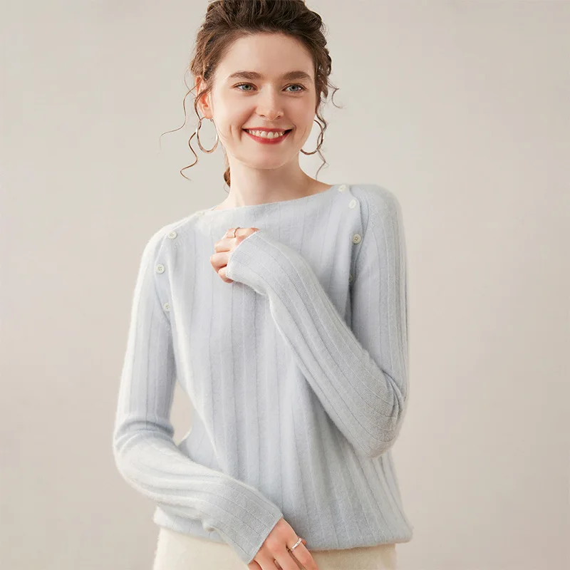 

New Chic Women 100% Pure Cashmere Sweater Autumn Winter O-Neck High Elastic Pullover Knitwear Casual Fashion Woman Soft Tops