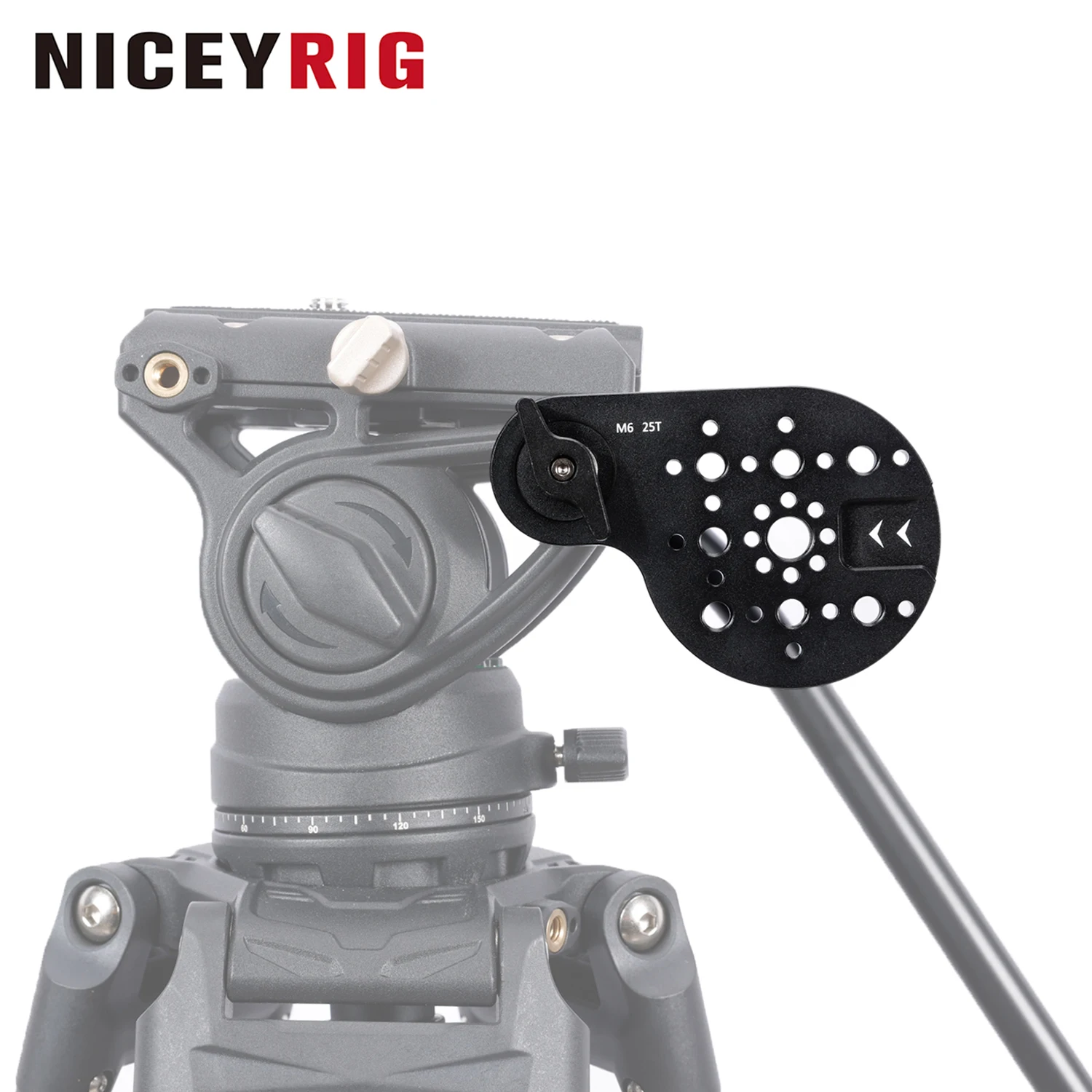 NICEYRIG Plaque latérale de montage pour trépied avec rosette (25T, M6) pour trépieds Manfrotto MVK500AM/MVH500AH, Miliboo 802/801 et SmallRig