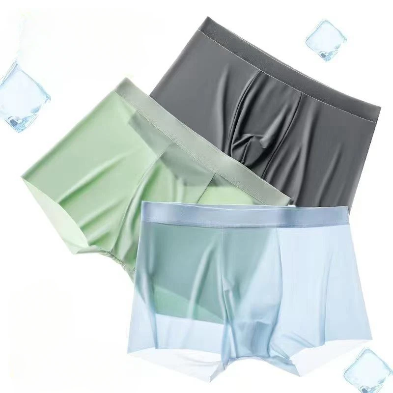 1/3/4/5 Pcs Men\'s Antibacterial Antibacterial Boxers Cool Feeling Silk Panties Ultra-thin Breathable Briefs Underwear 2XL-4XL