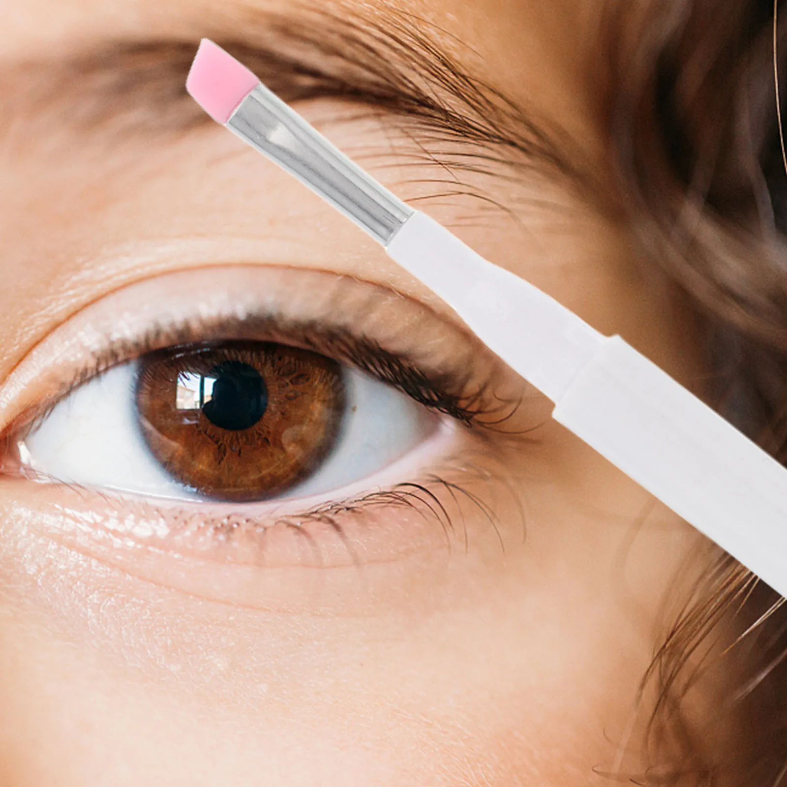 3Pcs Silicone Eyebrow Brush Set Dust Cover Soft Angled Applicator Eye Makeup Tool Eyelash Comb Separation Eye Cream Eyeliner