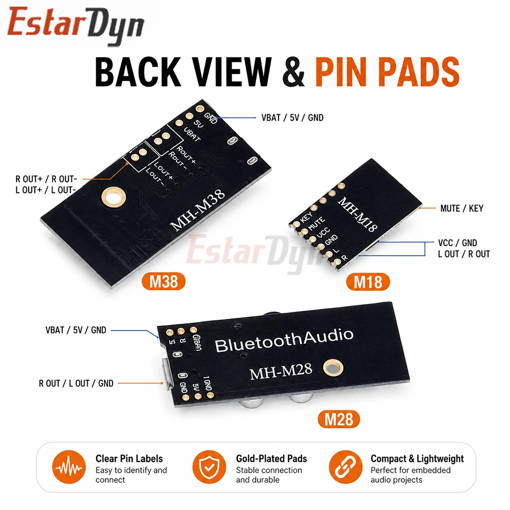 Estardyn MH-MX8 M18/M28/M38 Bluetooth 4.2 Stereo Audio Receiver Module Wireless MP3 Lossless Decoder Board DIY