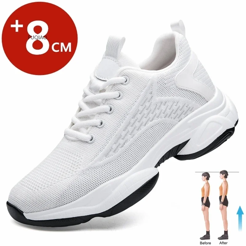 Summer Lift Sneakers Men Elevator Shoes Height Increasing Shoes for Man Insoles 8CM Hidden Heels Sports Inner Heightening Shoes