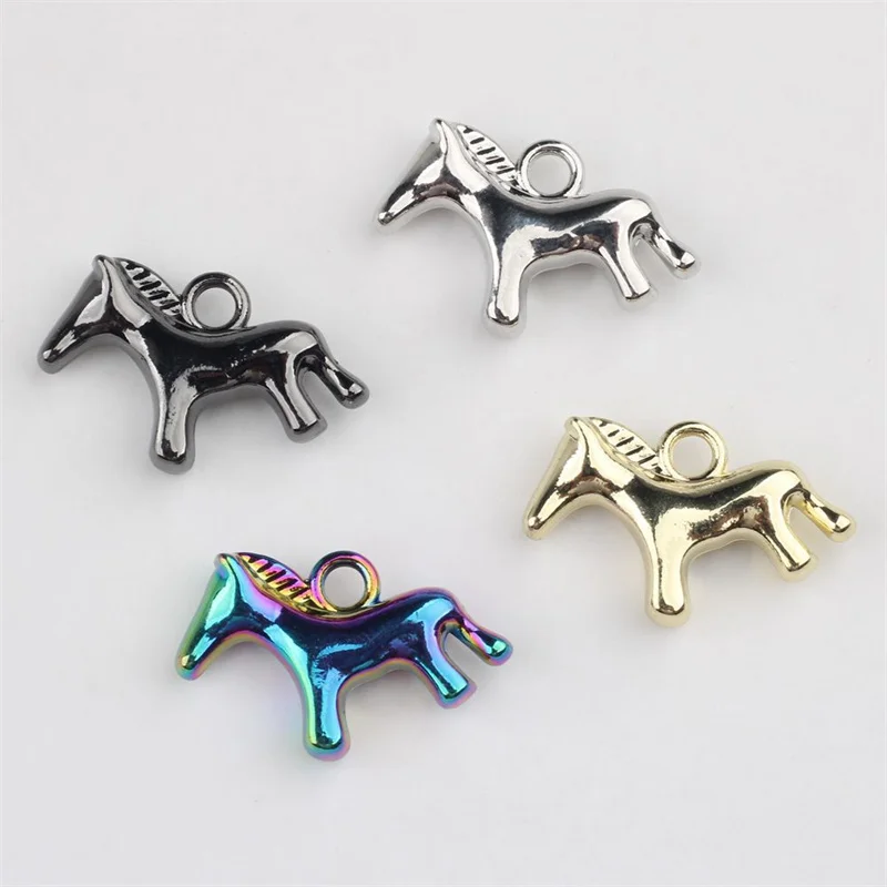 

Новейшие 2026 года, 100 шт./лот, цветные бусины-медальоны из сплава в форме мультяшных животных (лошадей) для самостоятельного изготовления украшений, аксессуаров для одежды и волос