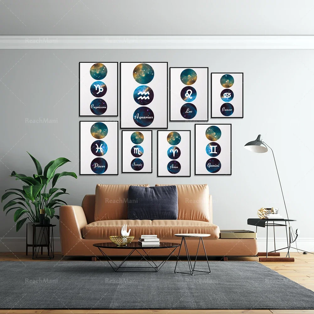 Nordic wall art posters 12 constellation posters and printing Leo Virgo Aries canvas printing painting decoration home decoratio