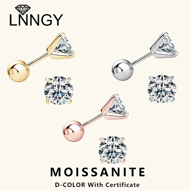 

Lnngy 6,5 мм 1 карат серьги с муассанитом и бриллиантами Pendientes стерлингового серебра 925 пробы серьги-гвоздики для пирсинга для женщин ювелирные изделия с пирсингом