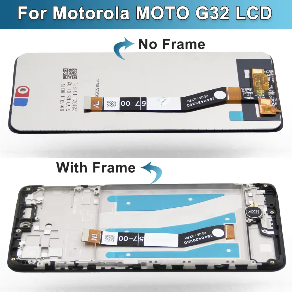 Para Motorola Moto G32 pantalla táctil LCD de 6,5 "con montaje de digitalizador de marco de repuesto para modelos XT2235-2 XT2235-3