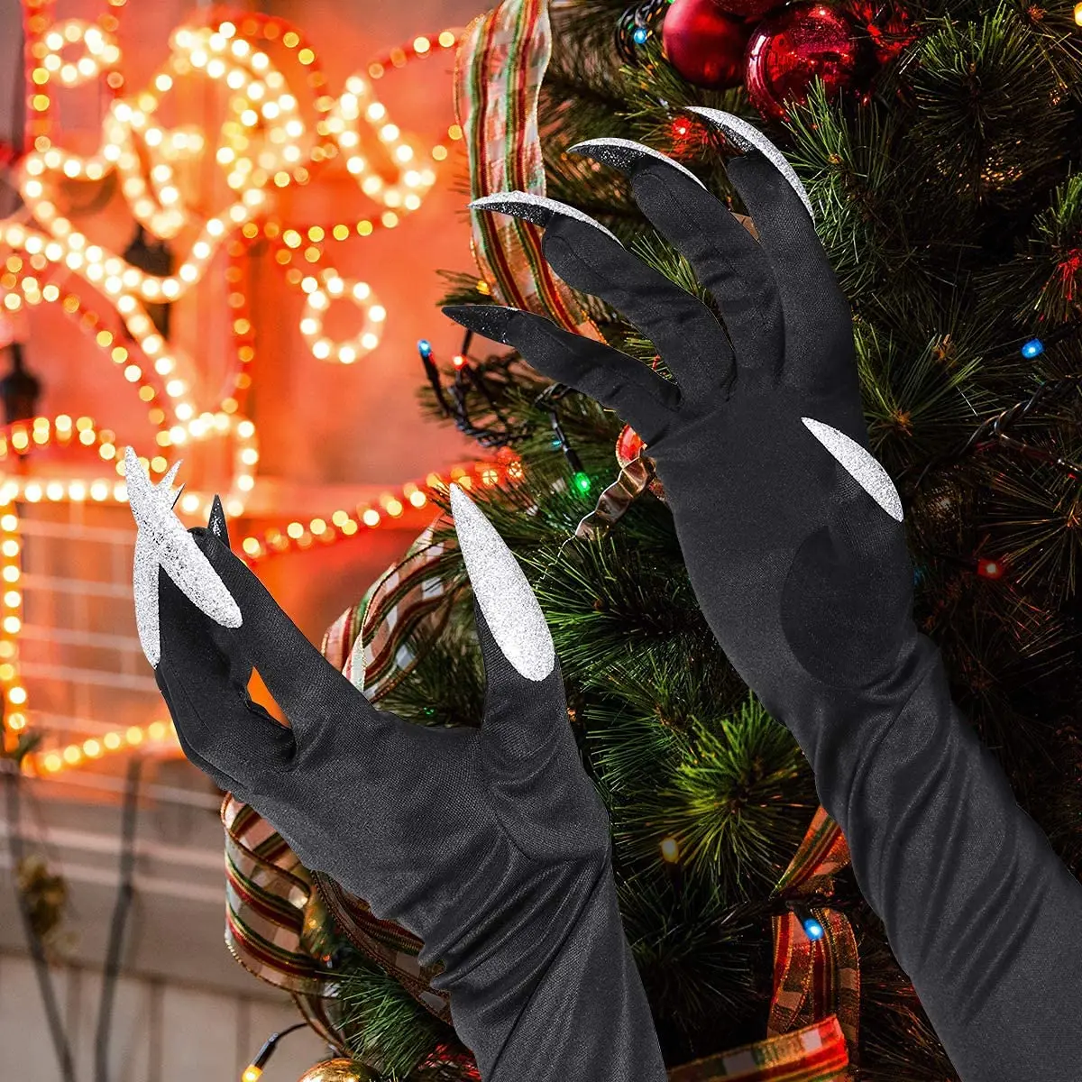 Halloween Long Nail Claw Glove Devil Claw Glove Cosplay Role Play Party Prop for Women and Girls Costume Accessory