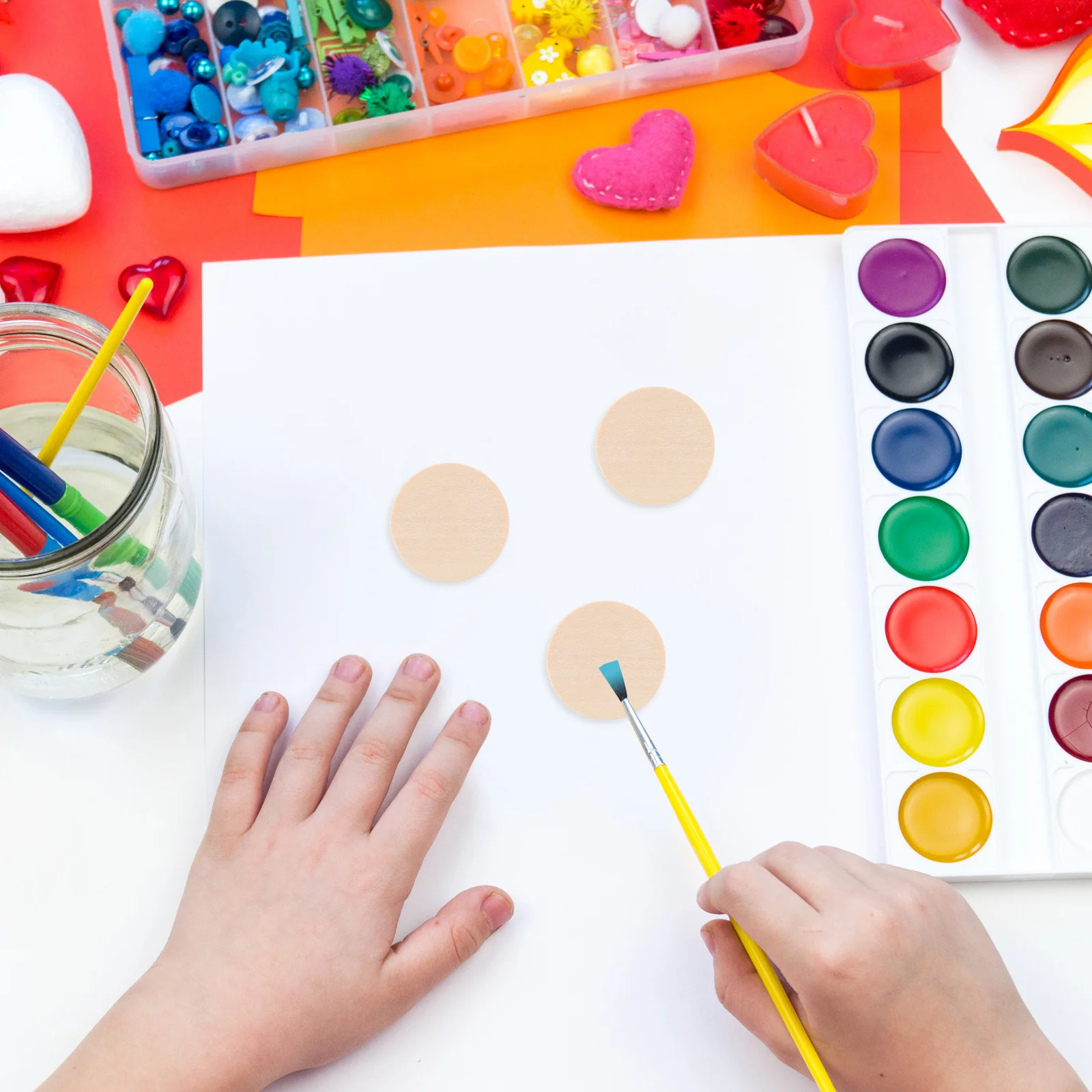 

50 Pcs DIY Solid Wood Round Chips Small Discs Unfinished Slices Blank Label Wooden Natural