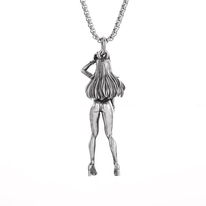 New Fashion Anime Peripheral Pendant Necklace Sexy Cartoon Beauty Shape Silver Color Metal Pendant Necklace Jewelry