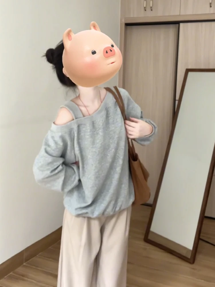 Luźna bluza z kapturem damska wiosenno-jesienna koreański styl designerski modny swobodny wygodny streetwear