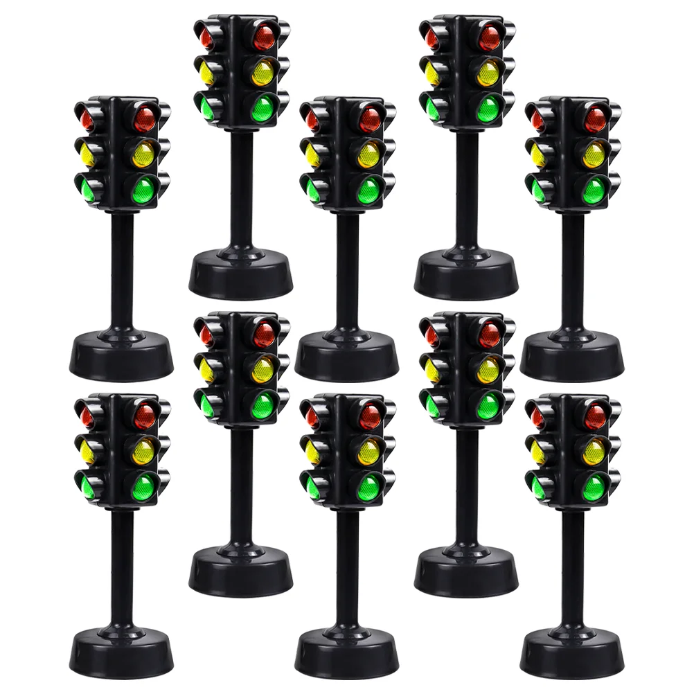 10 Pcs Traffic Light Toy Model Safe Vivid Colors Switchable Light Realistic Design Educational Toy Mini Signal