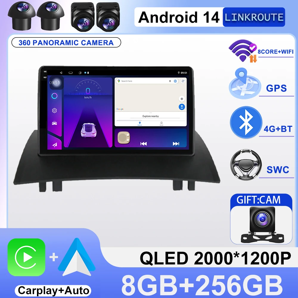 Car Radio Autoradio For Renault Megane 2 2002 - 2009 Wireless Carplay Screen Android Auto Stereo GPS Navi FM RDS 4G WIFI No 2DIN