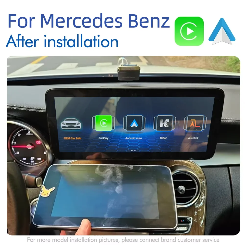 شاشة Carplay اللاسلكية لمرسيدس C Class W205 GLC X253 C180 C200 300 350 2015-2018 مشغل وسائط متعددة للسيارة راديو أندرويد تلقائي