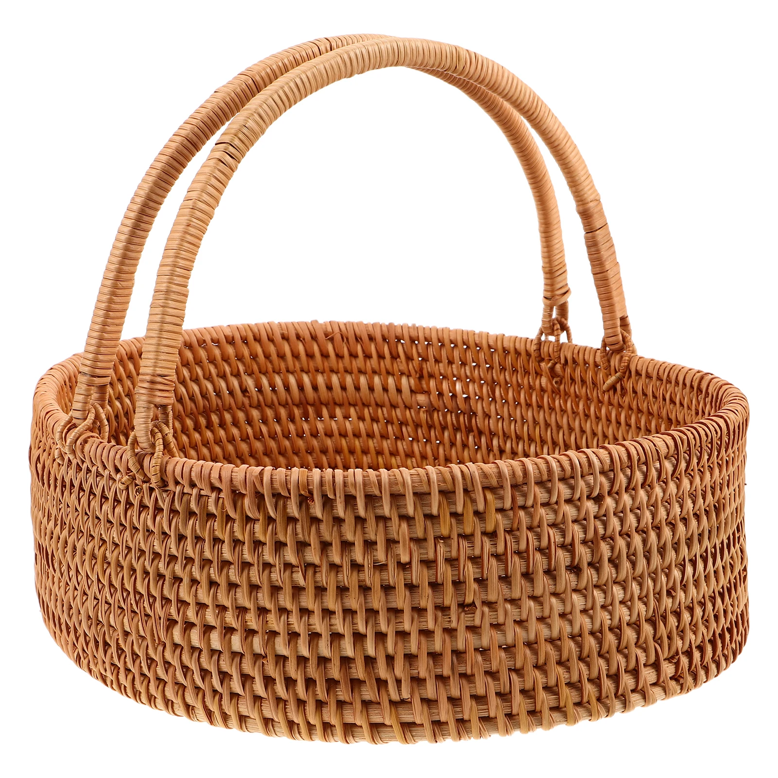 

Natural Rattan Basket Hand Woven Storage Rustic Decor Fruit Picnic Organizer Large Willow Wicker Baskets Picnic Basket Large