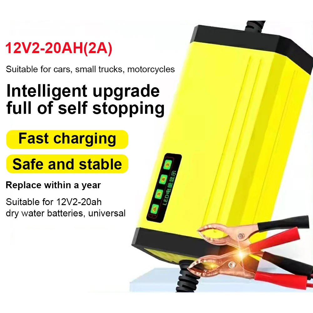 220V Power Puls Repair Charger Car Battery Charger 12V 2A LED Display Moto Truck Battery Charger Wet Dry Lead Acid Battery