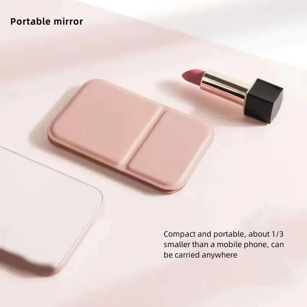 Cute Portable Personal Makeup Mirror Solid Color PU Leather Foldable Makeup Mirror Mini Compact Pocket Mirror Home